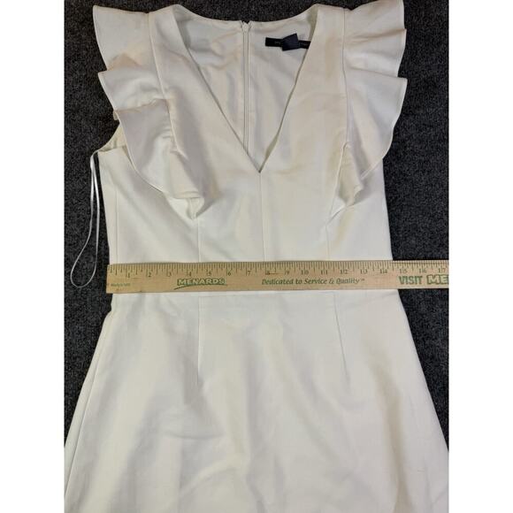 French Connection Whisper Ruffle V-Neck Mini Dress‎ Size M/8 White - Picture 6 of 8